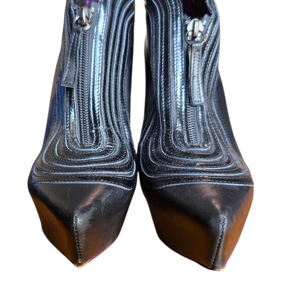 Alexander Mcqueen Runway Platform Booties 38 7.5 8 Black Stitching Collectors - Picture 5 of 8